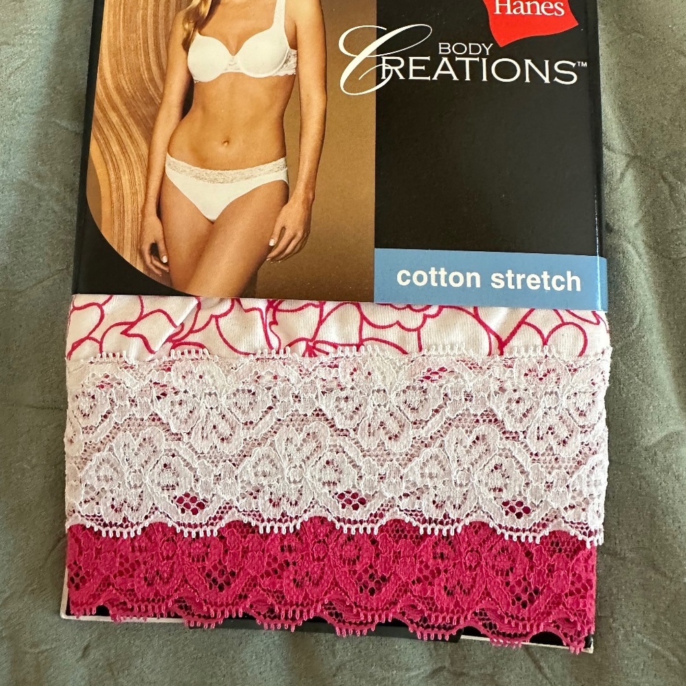 Hanes Body Creations 2 pair Pink/White Bikini Underwear-Size 8 NWT